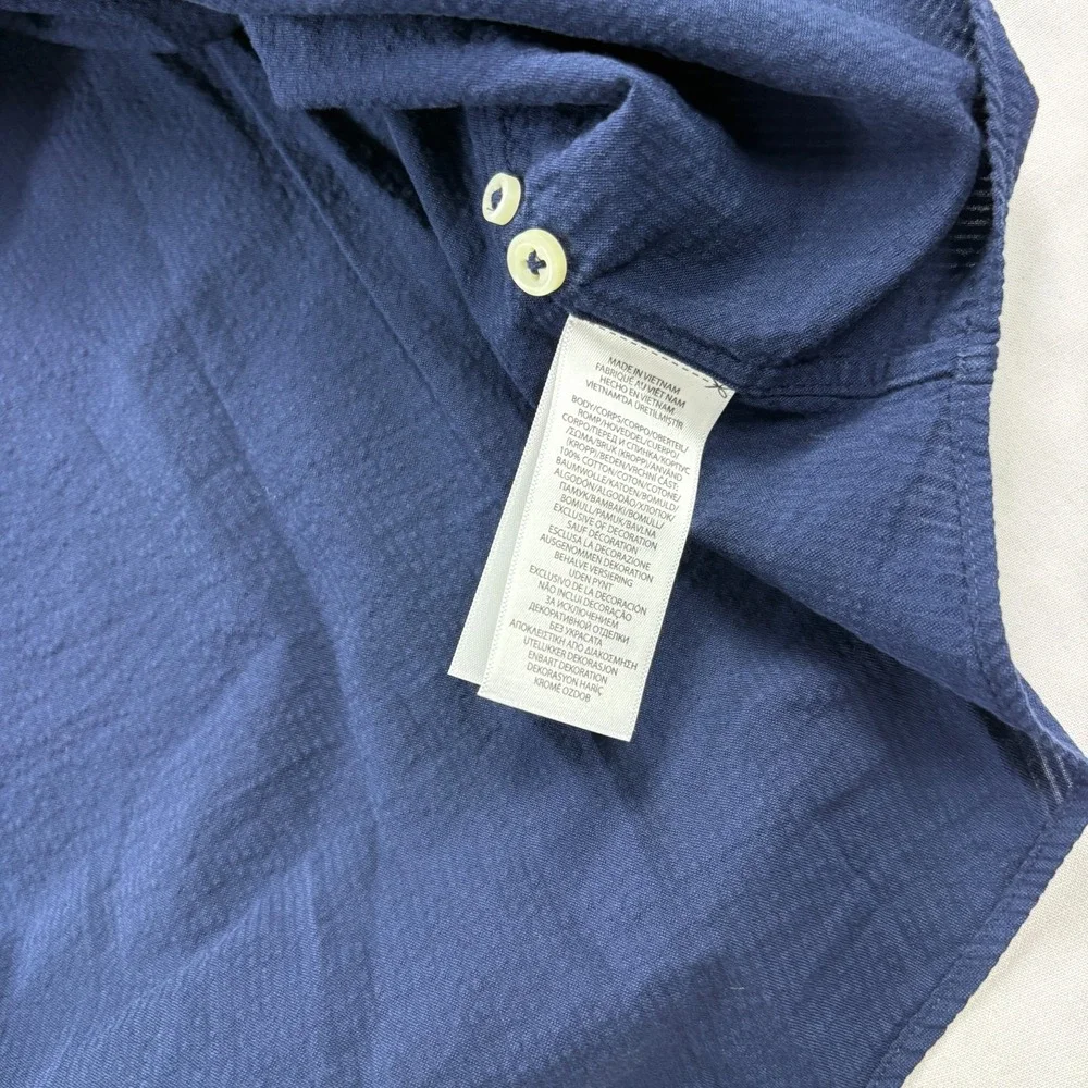 Polo Ralph Lauren Shirt Mens 4XLT Tall Blue Seersucker Button Up Short Sleeve